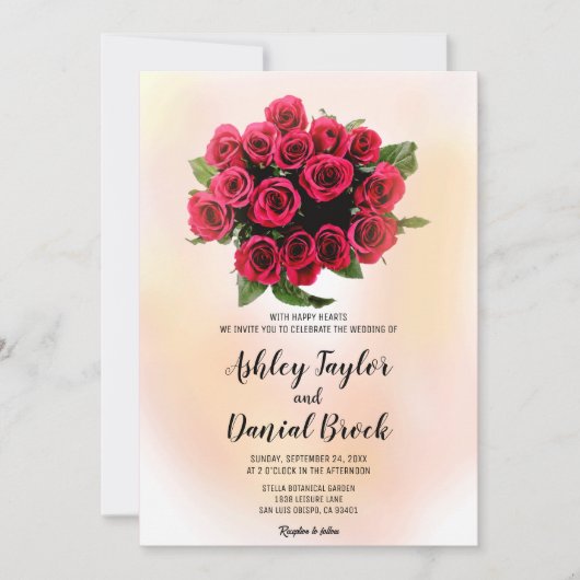 Rote Rosen Blumenzwiebeln Einladung (Vorderseite)