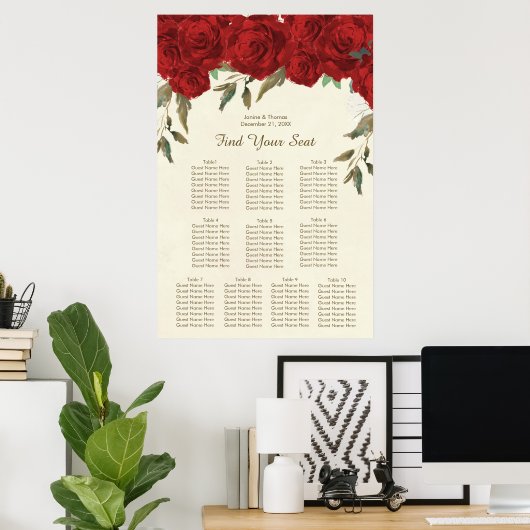 rote Rosen Blumenzwiebelplan Poster (Heimbüro)