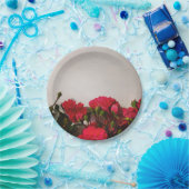 Rote Rosen Blüten blühende, helle Blume Flora Pappteller (Party)