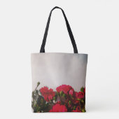 Rote Rosen Blüten blühende, helle Blume Flora Tasche (Rückseite)