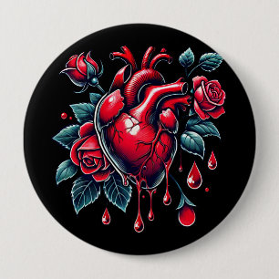 Rote Rosen Blutendes Herz Herzschmerz Goh Kunst Button