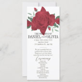Rote Rosen Boho Hochzeitsprogramme (Vorderseite)