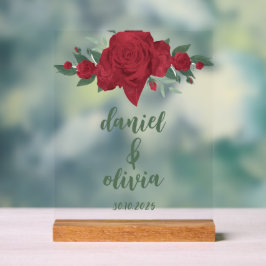 Rote Rosen Boho Wedding Acrylschild