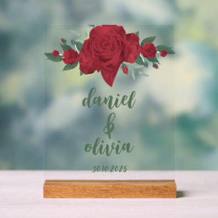 Rote Rosen Boho Wedding Acrylschild