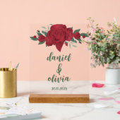 Rote Rosen Boho Wedding Acrylschild (Hochzeit)