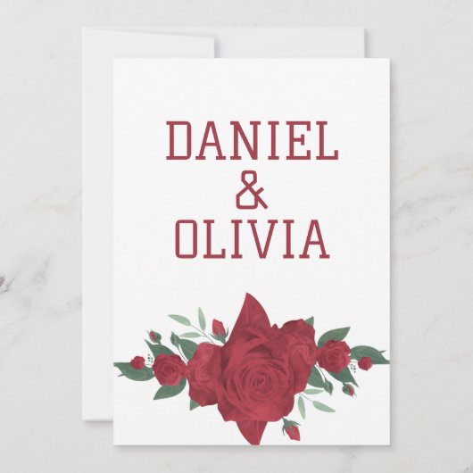 Rote Rosen Boho Wedding Dankeskarte (Rückseite)