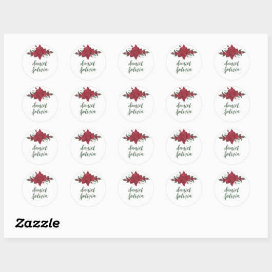 Rote Rosen Boho Wedding Runder Aufkleber (Blatt)