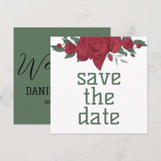 Rote Rosen Boho Wedding Save The Date (Vorne/Hinten)