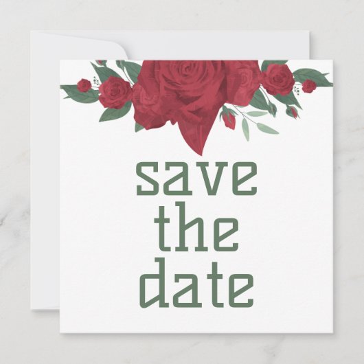 Rote Rosen Boho Wedding Save The Date (Vorderseite)