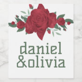 Rote Rosen Boho Wedding Weinetikett (Einzelnes Label)