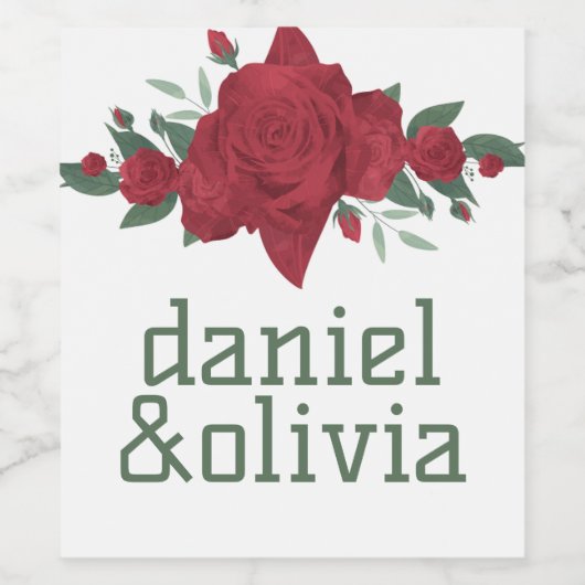 Rote Rosen Boho Wedding Weinetikett (Einzelnes Label)