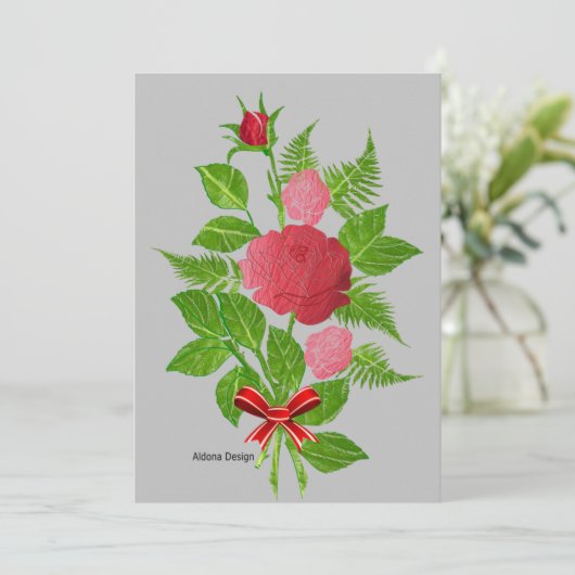 Rote Rosen Boquet Feiertagskarte (Stehend Vorderseite)