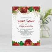 Rote Rosen Border Bridal Shower Einladung (Stehend Vorderseite)