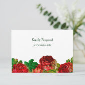 Rote Rosen Border Floral Wedding RSVP (Stehend Vorderseite)