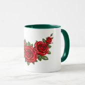Rote Rosen Botanische Illustration Tasse (VorderseiteRechts)