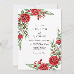 Rote Rosen Botanische Romanze Hochzeit Einladung