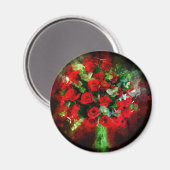 Rote Rosen Bouquet Blume Aquarell - bb Magnet (Vorderseite/Rückseite)