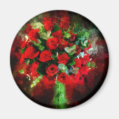 Rote Rosen Bouquet Blume Aquarell - bb Magnet (Vorne)