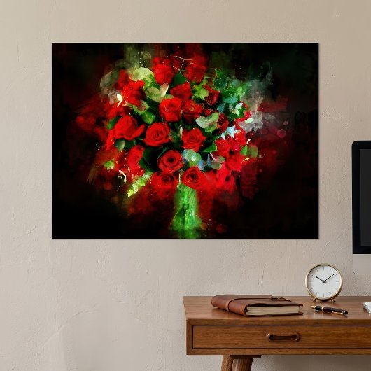 Rote Rosen Bouquet Blume Aquarell - bb Poster