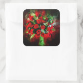 Rote Rosen Bouquet Blume Aquarell - bb Quadratischer Aufkleber (Tasche)
