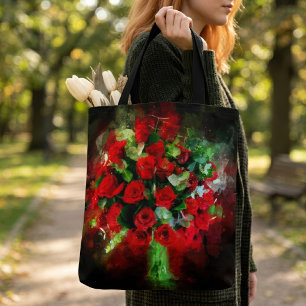 Rote Rosen Bouquet Blume Aquarell - bb Tasche