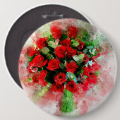 Rote Rosen Bouquet Blume Aquarell - wb Button (Vorne & Hinten)