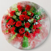 Rote Rosen Bouquet Blume Aquarell - wb Button (Vorderseite)