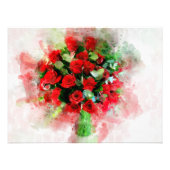 Rote Rosen Bouquet Blume Aquarell - wb Fotodruck (Vorne)