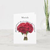 Rote Rosen Bouquet Bridesmaid Vorschlag Karte (Vorderseite)