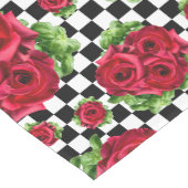 Rote Rosen Bouquet Floral Liebe Rockabilly Checker Mittelgroßer Tischläufer (Ecke)