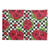 Rote Rosen Bouquet Floral Liebe Rockabilly Kissenbezug (Rückseite-Links)