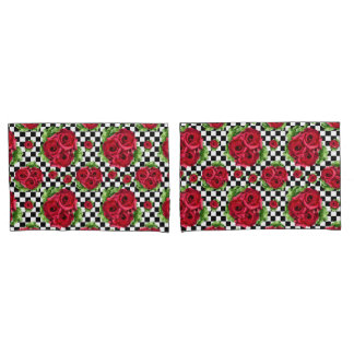 Rote Rosen Bouquet Floral Liebe Rockabilly Kissenbezug