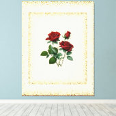 Rote Rosen Bouquet Gerahmt mit Gold Dots Leinwand (Insitu (Holzboden))