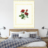 Rote Rosen Bouquet Gerahmt mit Gold Dots Leinwand (Insitu (Schlafzimmer))
