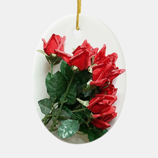 Rote Rosen Bouquet Keepake Ornamente (Vorne)