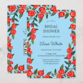Rote Rosen Brautparty-CUSTOM-QR-Code Einladung (Vorne/Hinten)