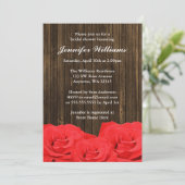 Rote Rosen-Brautparty Einladung (Stehend Vorderseite)