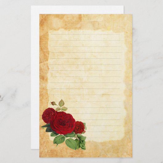 Rote Rosen Briefpapier (Vorne/Hinten)