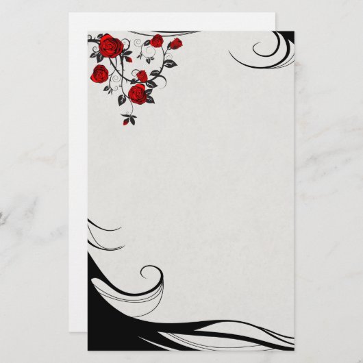 Rote Rosen Briefpapier (Vorne/Hinten)