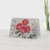 Rote Rosen Bunch Blumenkunst Vintag Muttertag Karte (Vorderseite)