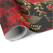 Rote Rosen Bunch Foil Glitzer Gold Black VIP Geschenkpapier (Rolleneckpunkt)