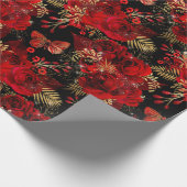 Rote Rosen Bunch Foil Glitzer Gold Butterfy Geschenkpapier (Ecke)