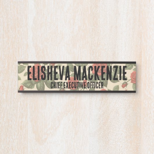 Rote Rosen Bürotür Zeichen für das Zeichen Name Pl Türschild (Vorderseite )