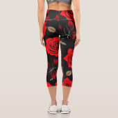Rote Rosen Capri Leggings (Rückseite)