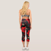 Rote Rosen Capri Leggings (Rückseite)