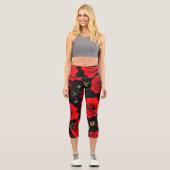 Rote Rosen Capri Leggings (Vorderseite)