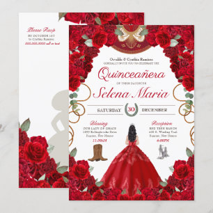 Rote Rosen Charro Elegante Quinceanera Einladung