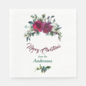 Rote Rosen Christmas Bouquet Serviette (Vorderseite)
