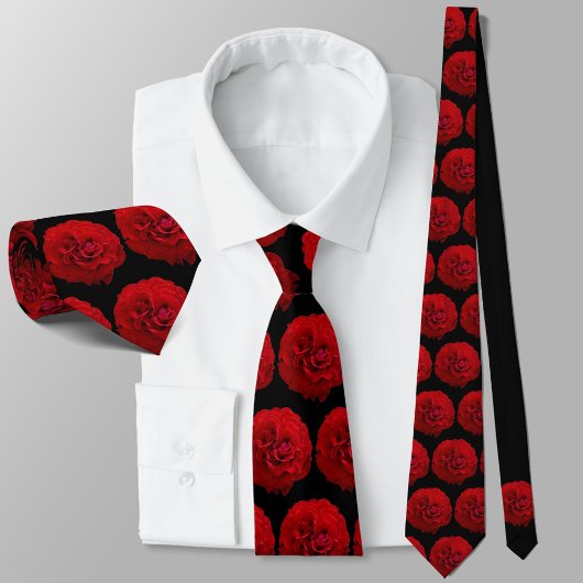 Rote Rosen Classic Black Floral Krawatte