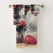 Rote Rosen Clematis französischer Künstler Paul De Badhandtuch Set (Insitu)